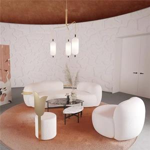 Modern White Sectional Sofa Modular Lamb Wool Fabric Couch Nordic Living Room Lounge Seating - Product Image 4