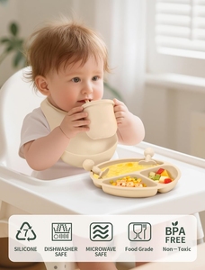 <span class=keywords><strong>Ensemble</strong></span> de sevrage pour tout-petits en silicone de qualité alimentaire sans BPA avec un design mignon, assiettes et bols pour bébé, <span class=keywords><strong>ensemble</strong></span> de <span class=keywords><strong>repas</strong></span> avec ventouse - Product Image 3