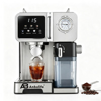 Cafetera Espresso Anbolife de 20 Bares con Manómetro, Espumador de Leche Incorporado, Portafiltro de Aleación de Aluminio, Fabricación OEM