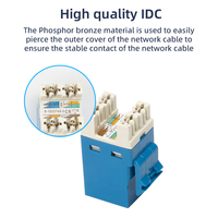 Módulo de Red Keystone Jack Cat6 Gigabit de Alta Velocidad, IP68, de Cobre, Azul, Sin Herramientas, Conector Hembra 8P8C, Cable Cat6 para Centro de Datos
