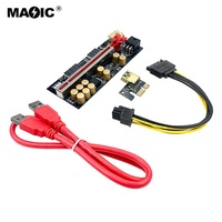 Nouveau Ver 016 Pro V016 PCI Express Riser Card PCIE 1X à 16X GPU Riser Card avec affichage de la température Flash LED Extender Pcie Card