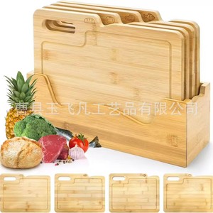 Bamboo Cutting Board Set 35.8Cm Rectangle Solid <b>Wood</b> Double Sided For Kitchen Use - Product Image 2