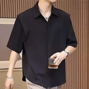 Nuova Camicia Estiva 2026 in Seta Ghiaccio Effetto Asciutto a Maniche Corte da Uomo, Versione Coreana Tinta Unita, Camicia da Stirare - Product Image 3