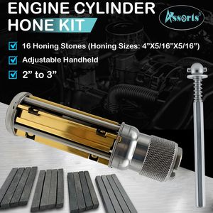 Kit de pulido de cilindros de motor de alta precisión, ajustable de 62-88 mm, juego de herramientas manuales con 4 soportes, 16 piedras, 9 piezas - Product Image 5