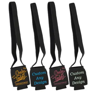 Diseño de logotipo personalizado Impreso Manos libres Cuello Neopreno Can Holder con cordón