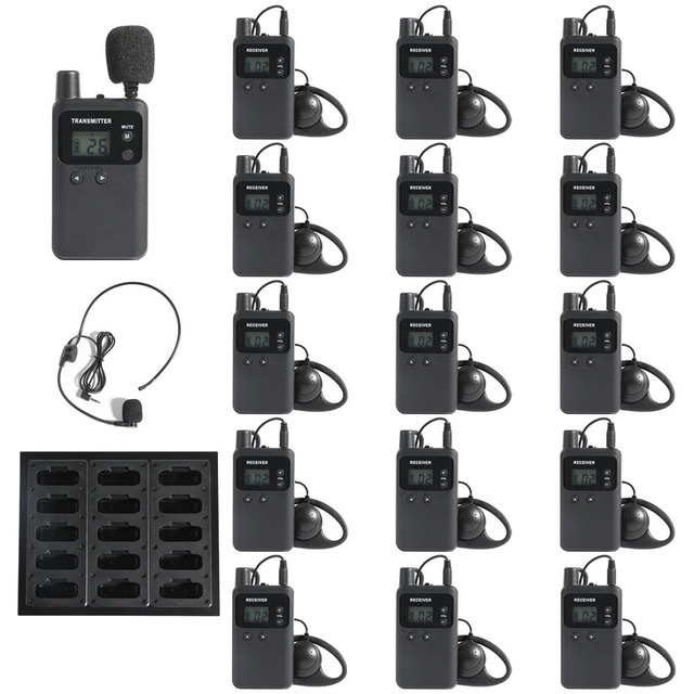 Wireless Waterproof Noise Canceling Tour Radio Guide System with 1500-2000mAh Battery for Tourism Conference Teaching Church Use