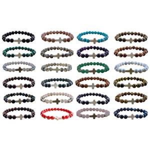Custom Natural Fancy Jasper Gemstone Cross <strong>Bracelet</strong> Healing <strong>Kinetic</strong> <strong>Energy</strong> for Women Men Arthritis Bangle Ornaments Jewelry - Product Image 3