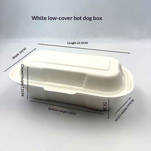 Eco Friendly Biodegradable Hot Dog Box Lid Compostable Paper Food Packaging <b>Container</b> for Picnic <b>Takeaway</b> Fast Food Street - Product Image 4