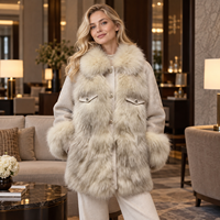 Parka à capuche OEM avec fourrure de lapin intégrée, poches à rabat, épaules tombantes, coupe ample, pour l'automne et l'hiver, style urbain