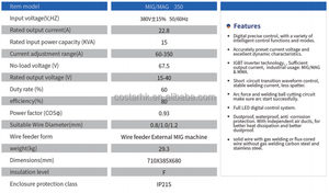 Máquina de soldar inversora Mig y MMA 350 con control digital y bajo nivel de chispas, incluye soldadora MIG/MAG IGBT SMWA CO2. - Product Image 5
