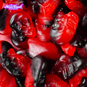 Grosir kustom permen Vegan Swedia berbentuk tengkorak Halal Gummy <span class=keywords><strong>Raspberry</strong></span> Licorice rasa permen Swedia