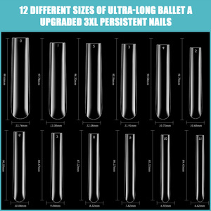 60 Uñas Postizas de Ballet Transparentes de Cobertura Completa 5XL, 12 Tamaños, Kit de Extensión de Uñas Cuadradas Ultra Largas - Product Image 4