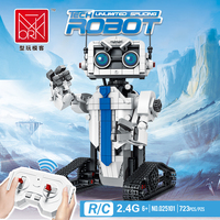Robot Blok Bangunan XMORK Remote Control Biru Tiga Transformasi Mainan Edukatif Plastik ABS Set Bangunan Modern 723-Piece