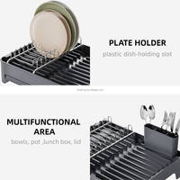 Égouttoir à vaisselle WIREKING à un seul niveau, 100 % antirouille, avec bac de récupération des eaux pour 11 assiettes et porte-couverts, organisateur de cuisine autoportant