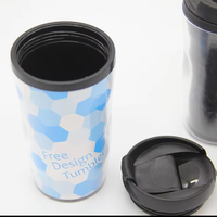 280 ML remplaçable Photo Insert Double paroi en plastique tasse à café bricolage en plastique tasse de voyage avec insertion de papier