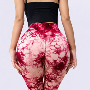 Nuoyi nuevo Floral Tie Dye sin costuras de cintura alta entrenamiento activo gimnasio Fitness Leggings mujeres Scrunch Butt Lifting Yoga Spandex/Nylon - Product Image 5