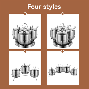 Ensemble de bouteilles à épices en acier inoxydable de qualité alimentaire, salière de cuisine domestique avec cuillère, boîte à épices pour huile de piment - Product Image 3