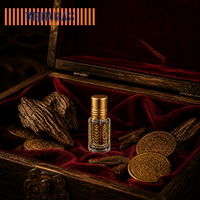 Flacon de parfum de luxe vintage en verre sculpté pour huile d'oud, motif feuille d'or, pot d'attar arabe