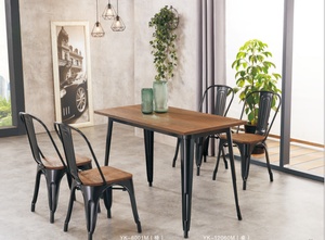 Restaurant Commercial Metal <b>Dining</b> Chairs Antique Industrial Rectangular <b>Tables</b> Stackable Durable Light Weight WOOD SEAT - Product Image 6