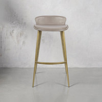 Chaise de bar nordique minimaliste en cuir véritable de première qualité, tabouret haut de bar, chaise de bar moderne et élégante pour la maison, luxe léger 7368