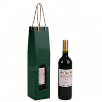 Caja de Regalo Ecológica Personalizada para una Sola Botella de Vino, de Papel Kraft Rígido, con Ventana y Asa, Hecha con Materiales Reciclados, Portátil, para Bebidas Energéticas
