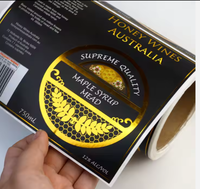 Étiquette autocollante en vinyle imperméable à adhérence forte personnalisée pour pot de miel, bouteille de boisson, bouteille de vin, emballage de conteneur en rouleau