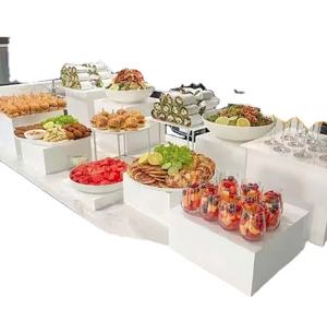 Exhibidor de Alimentos Acrílico Blanco de 8 Pulgadas, Base Elevada <span class=keywords><strong>Estrecha</strong></span> para Buffet, Postres y Alimentos - Product Image 1