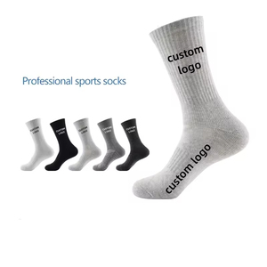 Wholesale 100% Cotton Athletic Crew <b>Socks</b> Custom Logo Knitted Sport <b>Socks</b> <b>Gym</b> Outdoor Spring Sports Bottom Logo Cuff Logo - Product Image 1