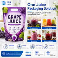Sac de jus de raisin personnalisé en gros, 3L, avec robinet, emballage liquide haute barrière pour marque de jus et boissons
