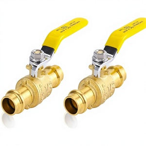 Válvula de bola de 1/2 pulgada Press Pro con sellado EPDM, 200 psi, conexión para tubería de cobre, paso completo, cierre de bloqueo, paquete de 2 - Product Image 1