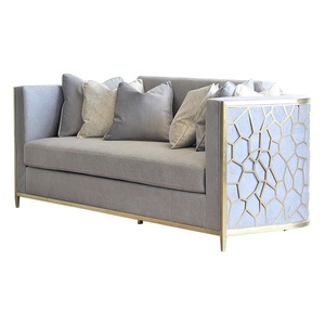 Bộ ghế sofa phòng khách kết hợp sắt rèn chân mạ vàng mút cao cấp đặt may riêng bọc vải nhung cao cấp - Product Image 2