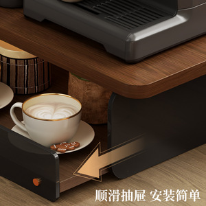 Étagère à café à double niveau en bois avec porte-tasses et rangement - Product Image 4