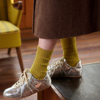 Calcetines de lana merino de alta calidad para mujer, calcetería personalizada con patrón sólido suave, calcetería cálida para adultos