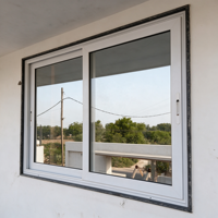 Fenêtre coulissante à double vitrage en aluminium à rupture de pont thermique, 2 panneaux, matériaux de construction pour projets résidentiels