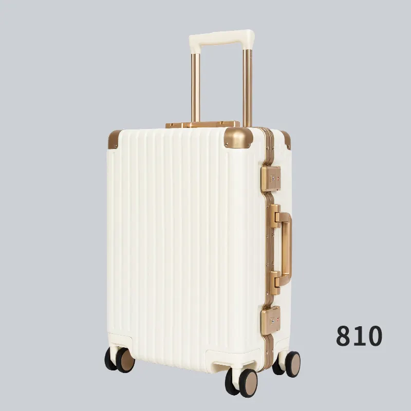 Venda imperdível conjunto de mala de viagem em alumínio para bagagem de cabine, bolsa de viagem luxuosa vintage com rodas, bolsa personalizada