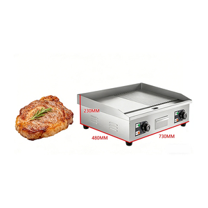 Plancha Eléctrica Multifuncional con Placa Plana y Acanalada para Asar Hamburguesas, Freír Huevos, Vendedor de Comida Callejera - Product Image 4