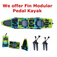 Kayak Memancing Modular 1 Orang 14 Kaki Lipat Ramah Lingkungan Portabel Penggerak Pedal Desain 3 Bagian 550LBS Stabil HDPE CE Touring