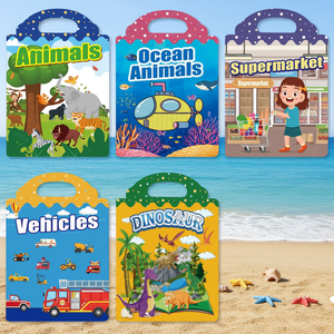 Libro di Attività con Adesivi per Bambini con Diverse Scene: Animali, Oceano e Dinosauri, Adesivi Impermeabili Riutilizzabili Fai-da-Te - Product Image 2