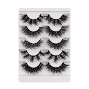 5 paires de faux cils en fourrure de vison 3D doux, fins, fournis, longs, épais, faits à la main avec un <span class=keywords><strong>tige</strong></span> en <span class=keywords><strong>coton</strong></span> noir réutilisable et un grand rouleau - Product Image 2