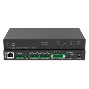 Bộ khuếch đại âm thanh 2x15W lớp D với đầu vào Dante và Line/Mic (4/8ohm) Dante 2x2 và đầu vào/đầu ra âm thanh aes67 - Product Image 1
