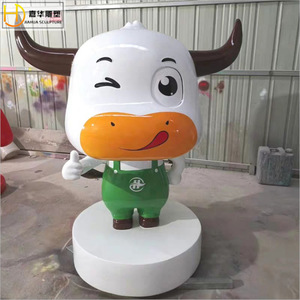 Jiahua Cartoon Cow Fiberglass Sculpture Outdoor Garden Decoration Figure Animal Shape Floor Mount Handmade <b>Large</b> <b>Ornament</b> - Product Image 5