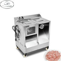 Hachoir à viande commercial à moteur en cuivre haute puissance, trancheuse, lames en acier inoxydable, lame amovible, épaisseur réglable 3-8 mm