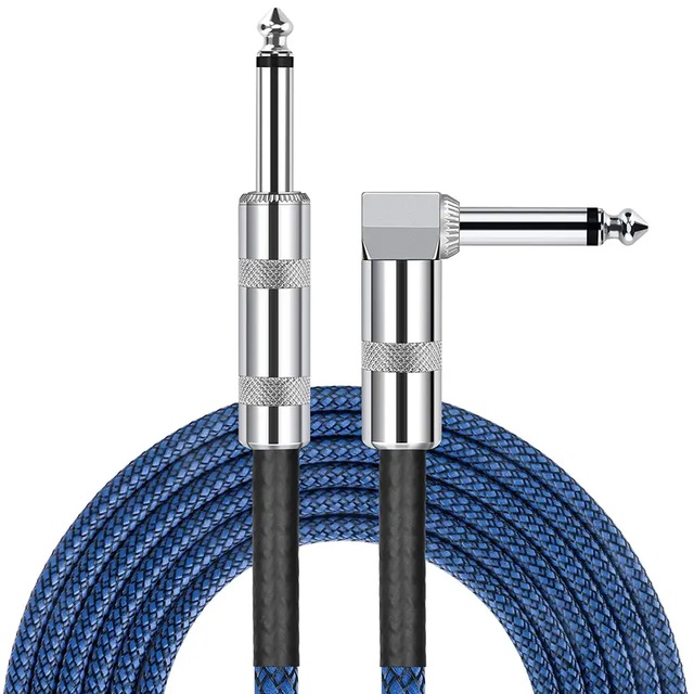 Custom Dual High Shielding 1/4 Inch TS 6.35mm Male/Female PVC/Nylon 360 Degree Audio Cable for Electronic Guitar Bass Power