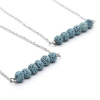 Collier avec chaîne fine en pierre de lave pour femmes, pendentif, personnalisé, pierre de lave, parfum, minimaliste, Boho, diffuseur d'huile essentielle, pour femmes, nouveau