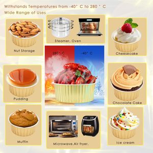 Moules à gâteaux avec couvercles Ramequins ronds jetables Cupcake en feuille d'aluminium robuste Doublures de 100ml avec couvercles pour le dessert et la fête - Product Image 2