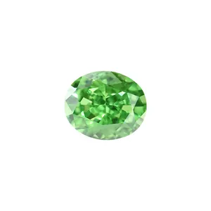 Top Quality Synthetic CZ Gemstones 5A+ Zircon 4K Crushed Ice Radiant Oval Cut Green Loose Cubic Zirconia