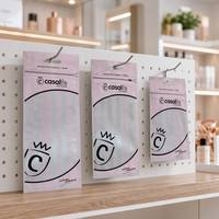 Sacs en Mylar à fond plat avec fermeture éclair refermable, logo personnalisé, en aluminium, résistants à l'humidité, pour cosmétiques, shampooings, parfums, fards à joues