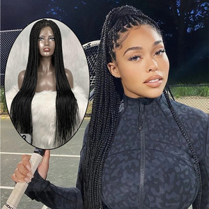Commercio all'ingrosso nuovo stile sintetico cornrow glueless senza nodi fornitori ful lace front box parrucche intrecciate <span class=keywords><strong>con</strong></span> i capelli del bambino per le donne nere - Product Image 4