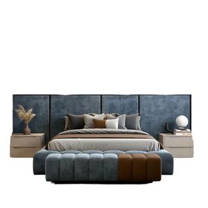 2025 Design italiano di fascia alta Villa camera da <span class=keywords><strong>letto</strong></span> grande testiera <span class=keywords><strong>letto</strong></span> con bottoni King Size set da camera da <span class=keywords><strong>letto</strong></span> realizzati con copertina in velluto - Product Image 5