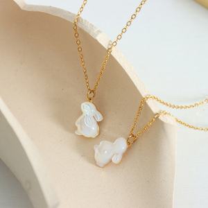 18K Gold Plated Stainless Steel Jewelry Shell Little Rabbit Pendant <b>Necklace</b> Titanium <b>Fairy</b> Chain 18K Gold Jewelry Ornament - Product Image 1